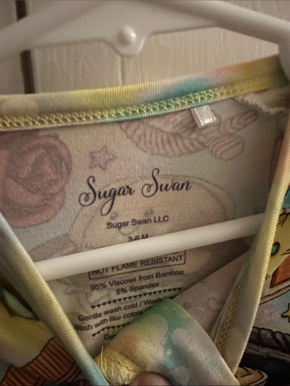 Sugar Swan 3/6 month zippy. Jelly cat. NWOT. Never worn, only washed once.